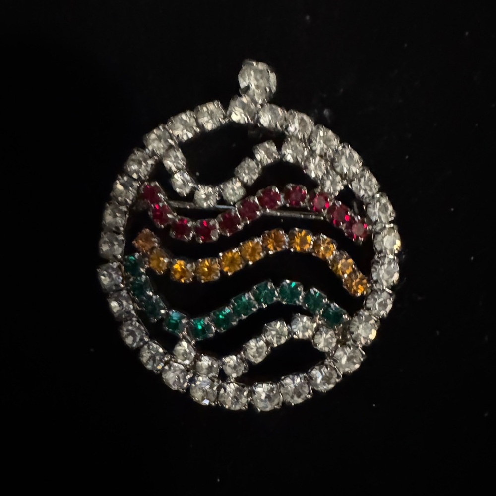 Vintage  Multicolor rhinestone Pendant and Brooch